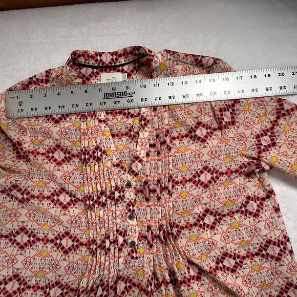 HD in Paris Anthropologie Womens Kaveri Blouse Size 4 Multicolor Boho Pintuck - Picture 6 of 8